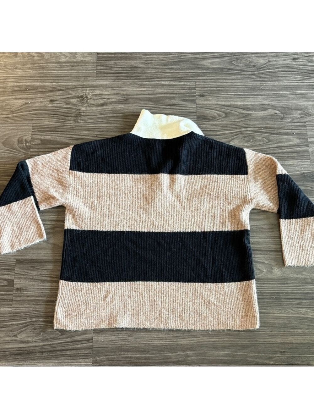 The Workshop Small Black Brown Stripped Sweater Oversized - Picture 3 of 14